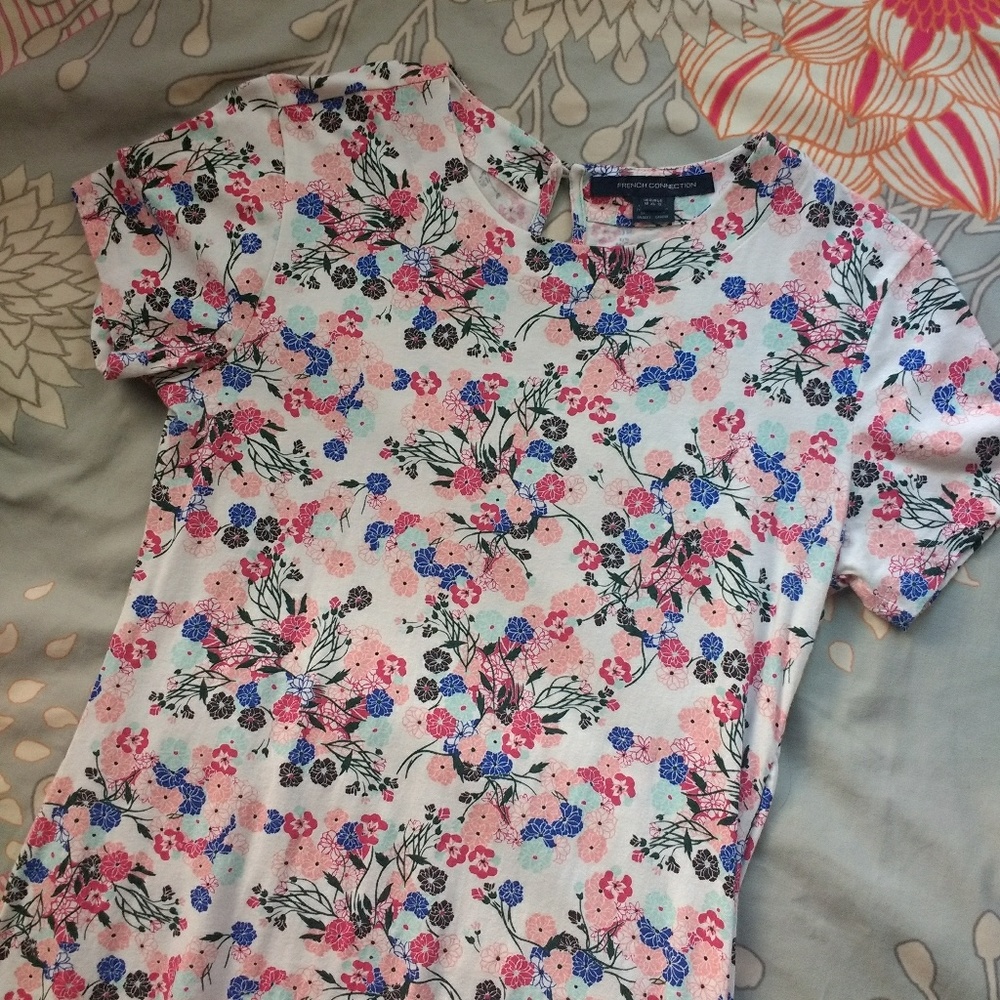 French Connection Floral T Shirt Dress sz 12